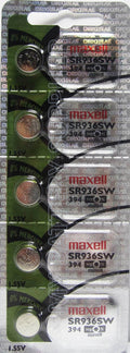 Maxell Silver Oxide 394 Batteries x 5