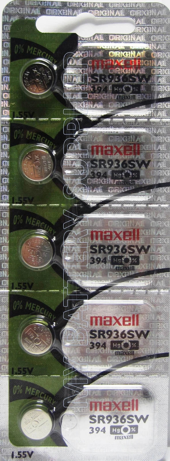 Maxell Silver Oxide 394 Batteries x 5