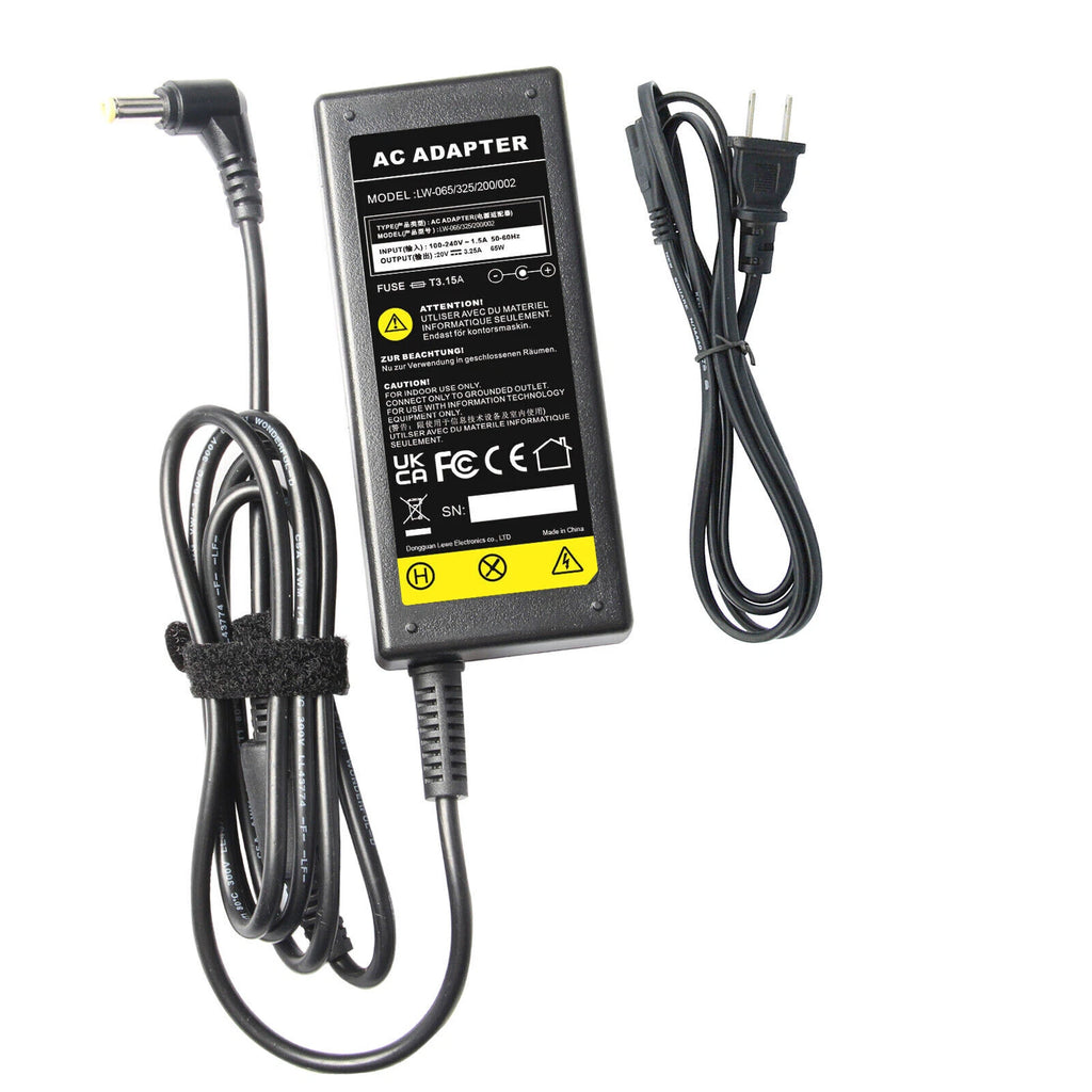 65W 20V 3.25A Power Adapter Charger for Lenovo Laptop 5.5*2.5mm Yellow Tip