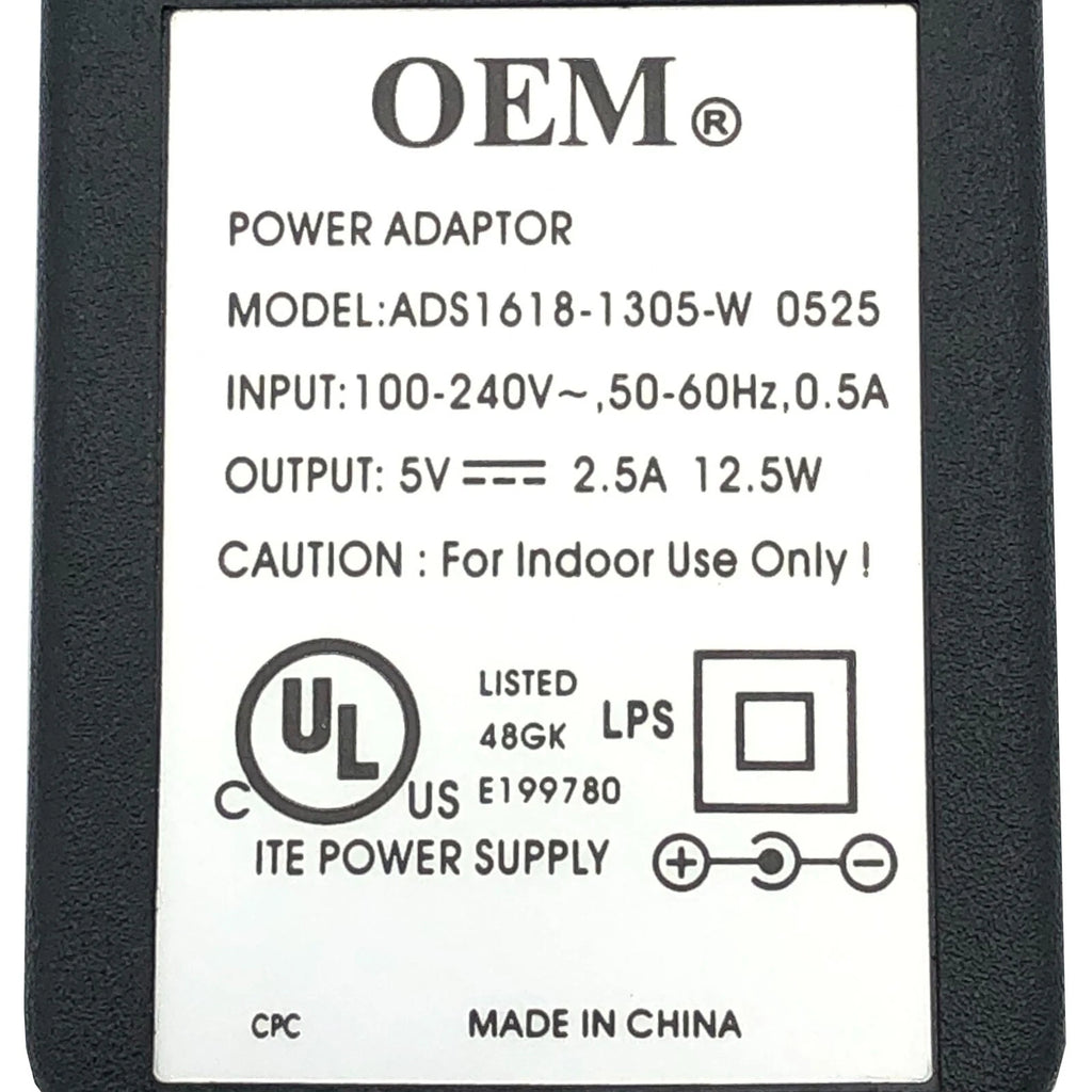 NEW Genuine OEM ADS1618-1305-W 0525 Wall Power Supply AC/DC Adapter 5V 2.5A
