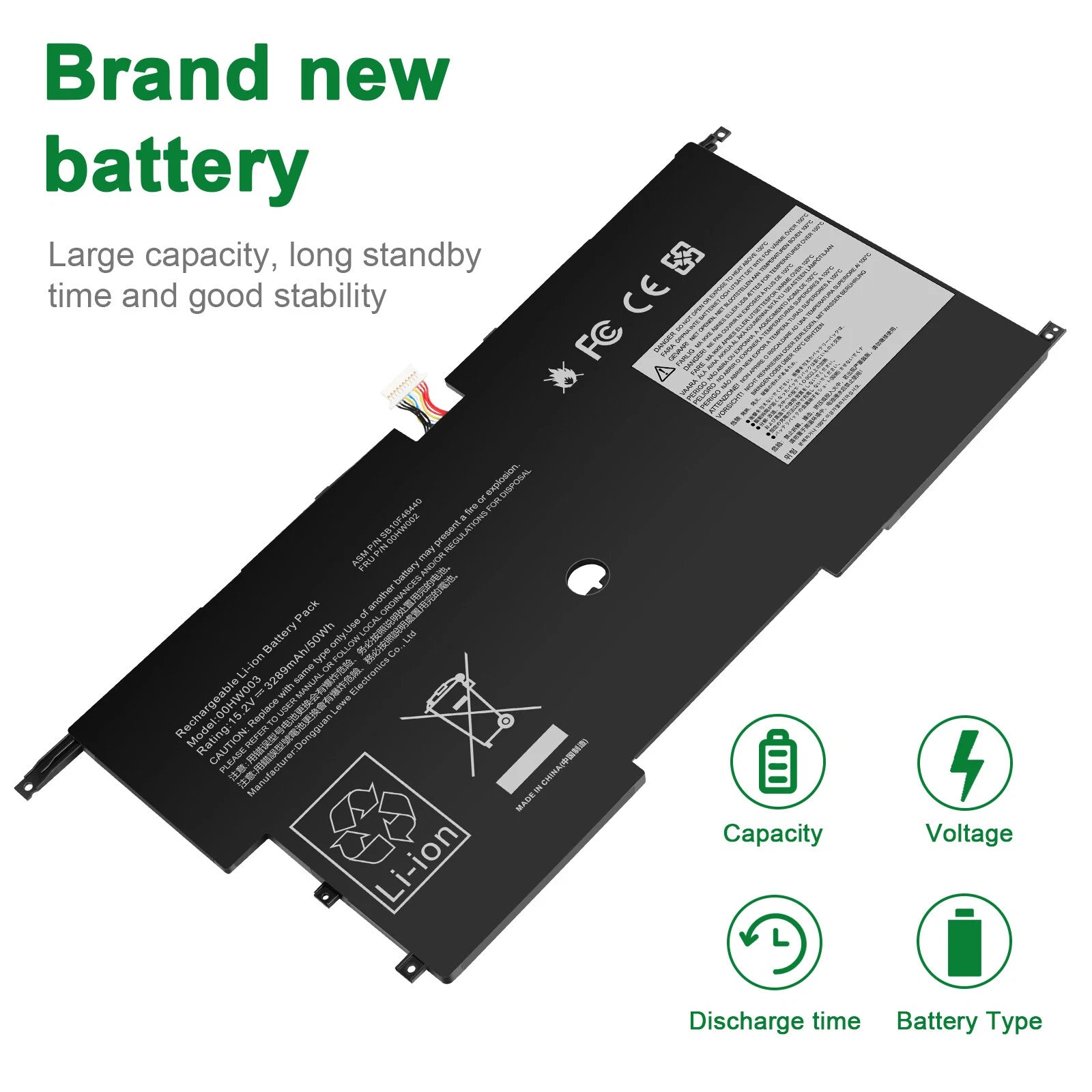New 00HW002 00HW003 Battery For Lenovo ThinkPad X1 Carbon Gen 3 Series 2015 50WH
