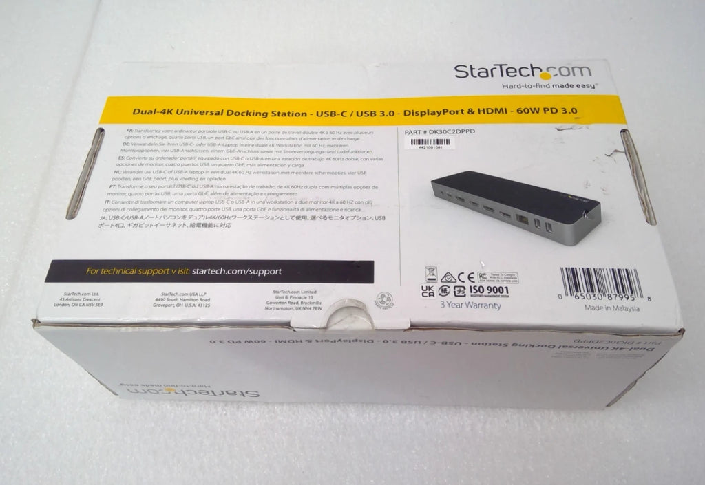 New Startech DK30C2DPPD Dual-4k 60Hz Universal Docking Station