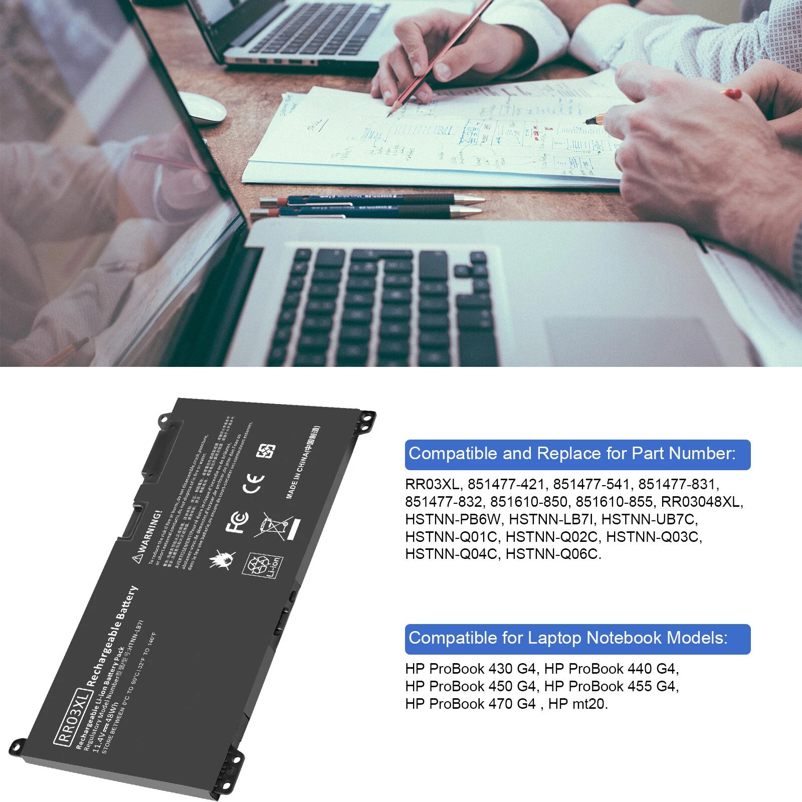 RR03XL BATTERY FOR HP ProBook 430 440 450 470 G4 G5 Series 851610-850 851477-832