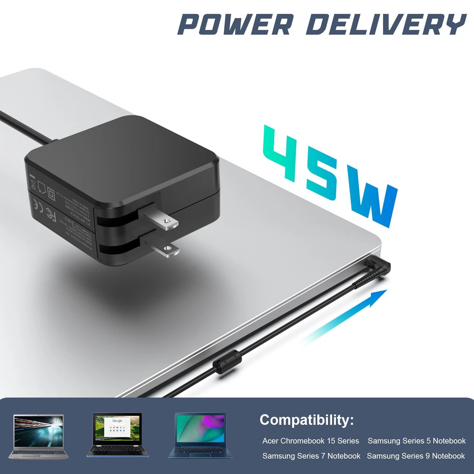 45W 19V 2.37A Laptop Charger Adapter For Samsung Series 5/7/9 Notebook XE700T1A