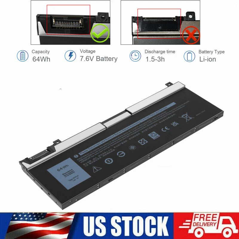 5TF10 Battery For Dell Precision 7330 7540 7530 7730 7M0T6 0VRX0J P34E P74F 64Wh