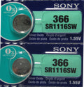 2 Pcs Sony 366 SR1116SW V538 D366 608 Batteries