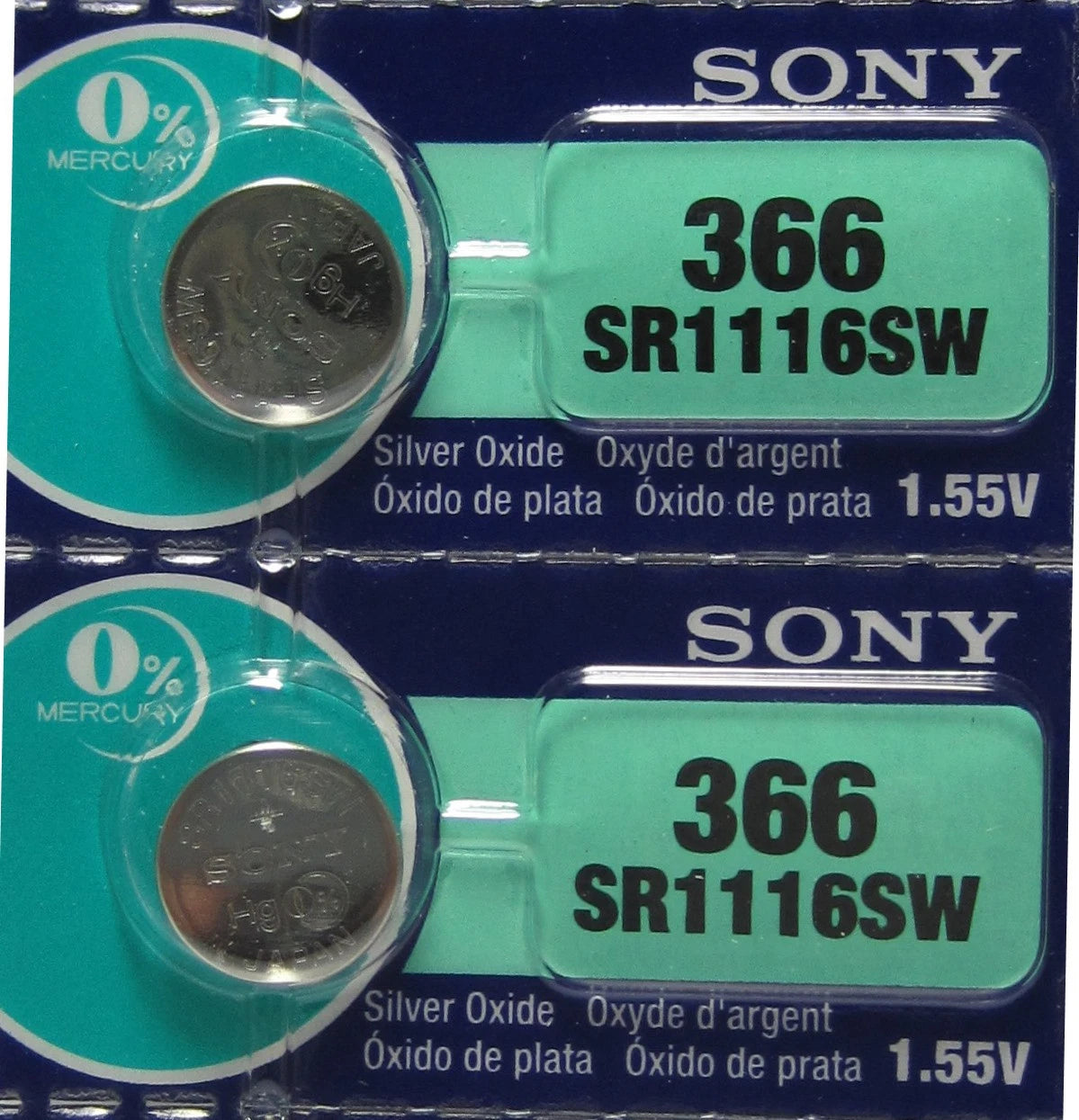 2 Pcs Sony 366 SR1116SW V538 D366 608 Batteries