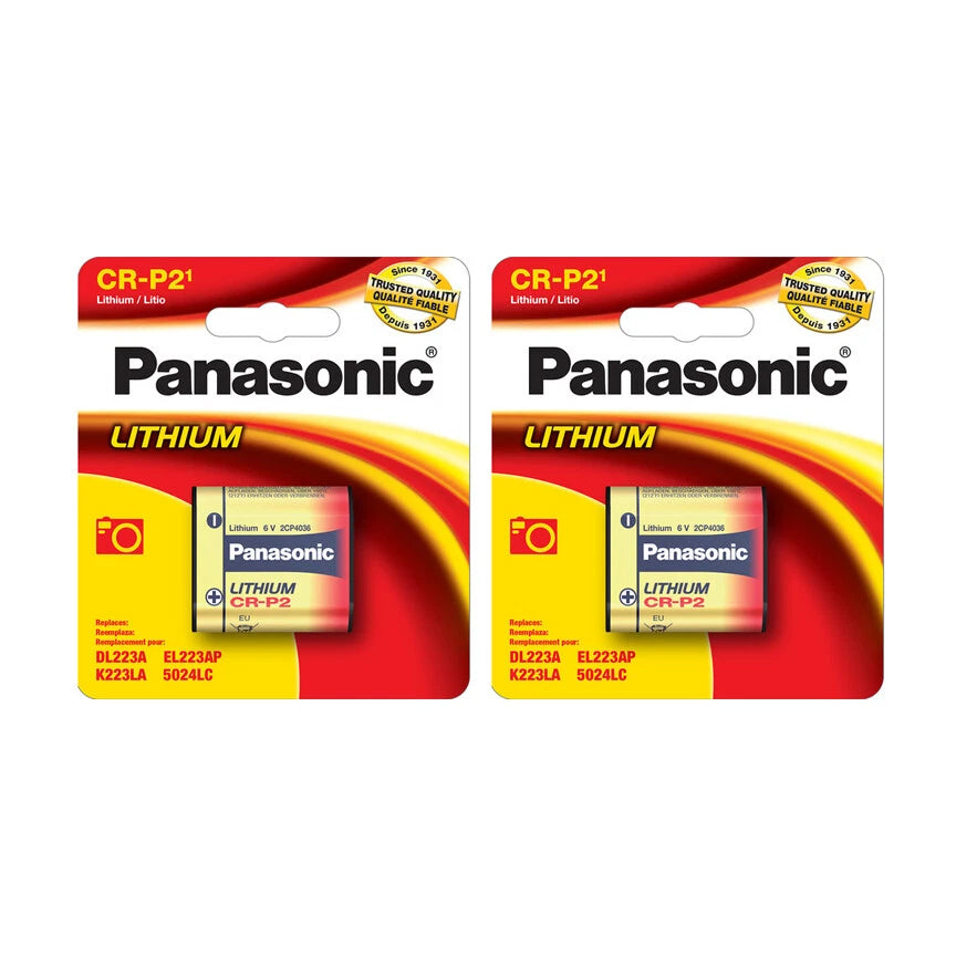 2 Pack Panasonic CR-P2 CRP2 EL223A DL223 K223LA 6v Photo Lithium Battery