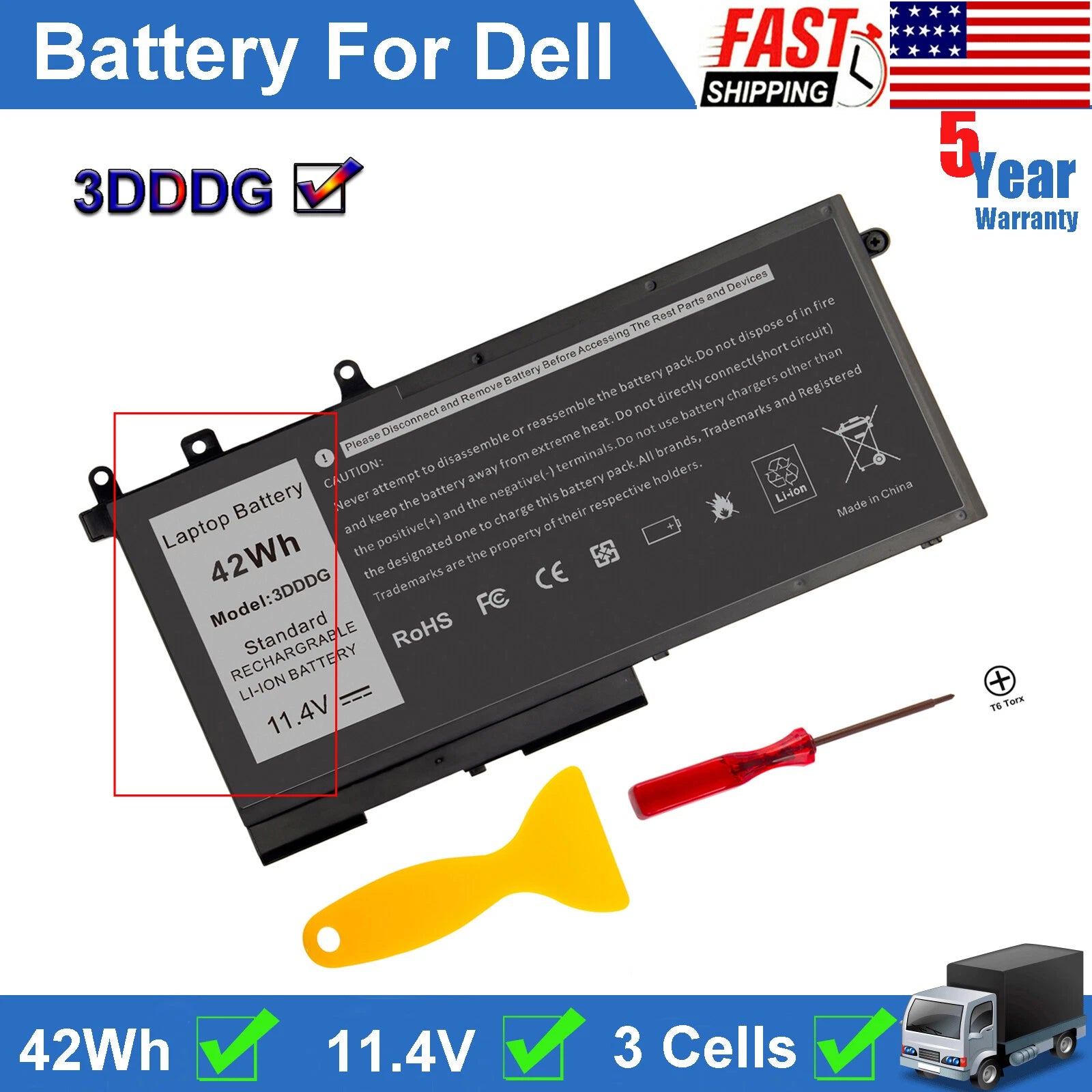 3DDDG Battery For Dell Precision M3520 M3530 Latitude E5480 E5490 E5580 E5590 US