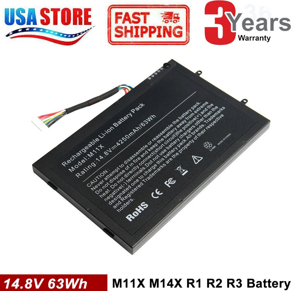 63Wh Battery for Dell Alienware M11x M14x R1 R2 R3 PT6V8 8P6X6 T7YJR P06T O8P6X6
