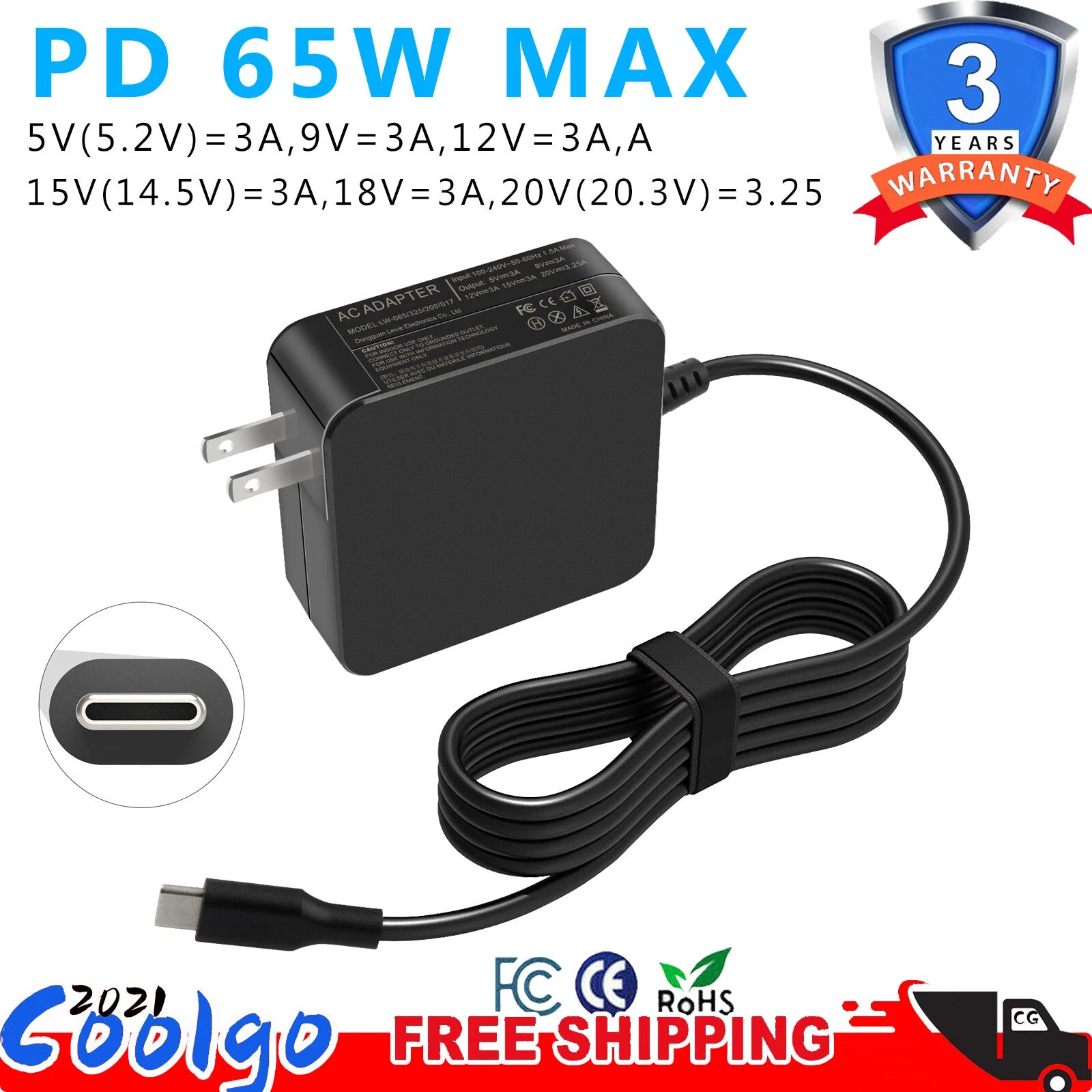 925740-002 65W USB Type-C Adapter Charger for HP Elite X2 1012 G2,Elitebook x360