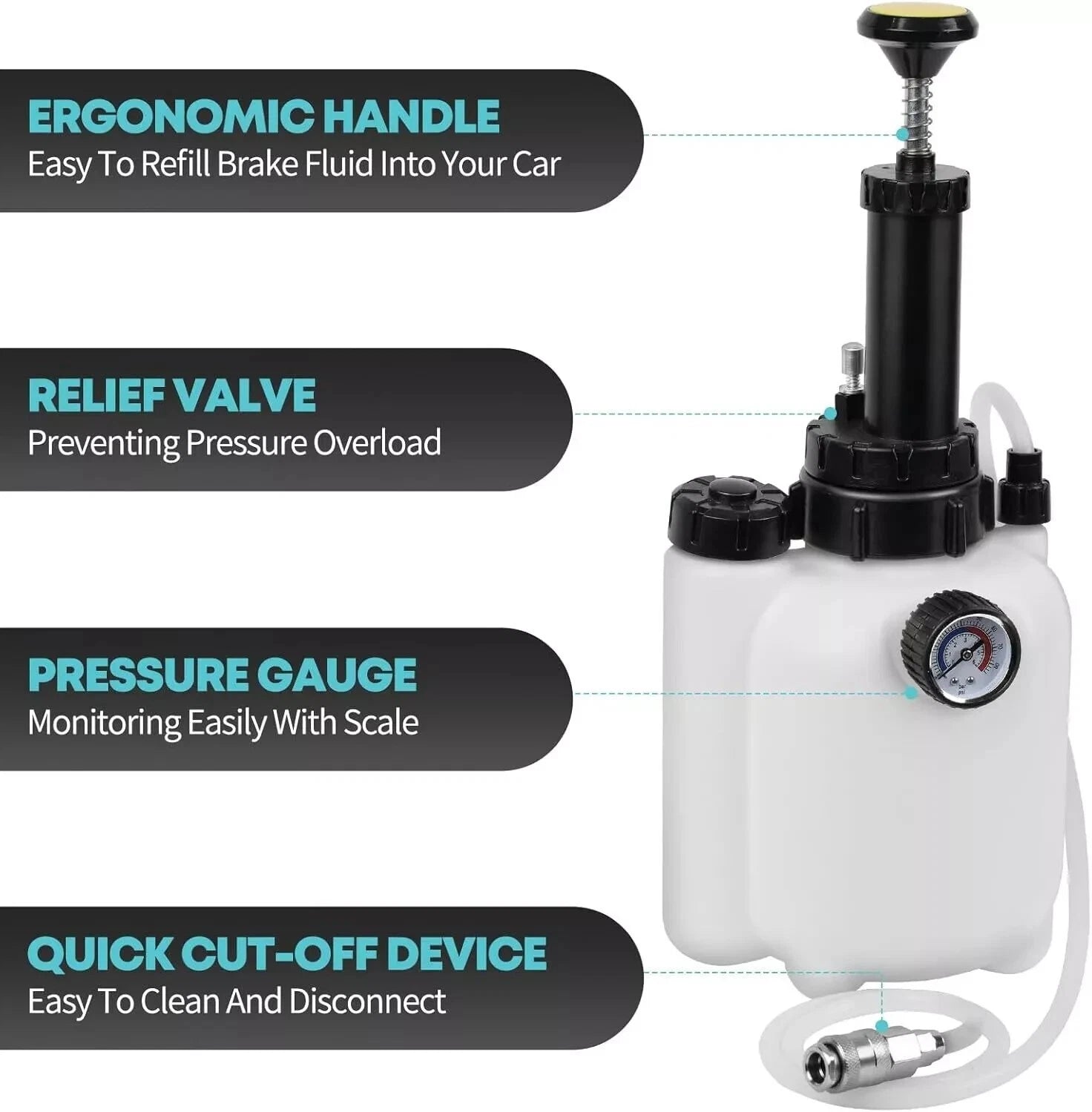 3L Brake Bleeder Kit Manual Fluid Pump with 4 Master Cylinder Adapters 1L Bottle