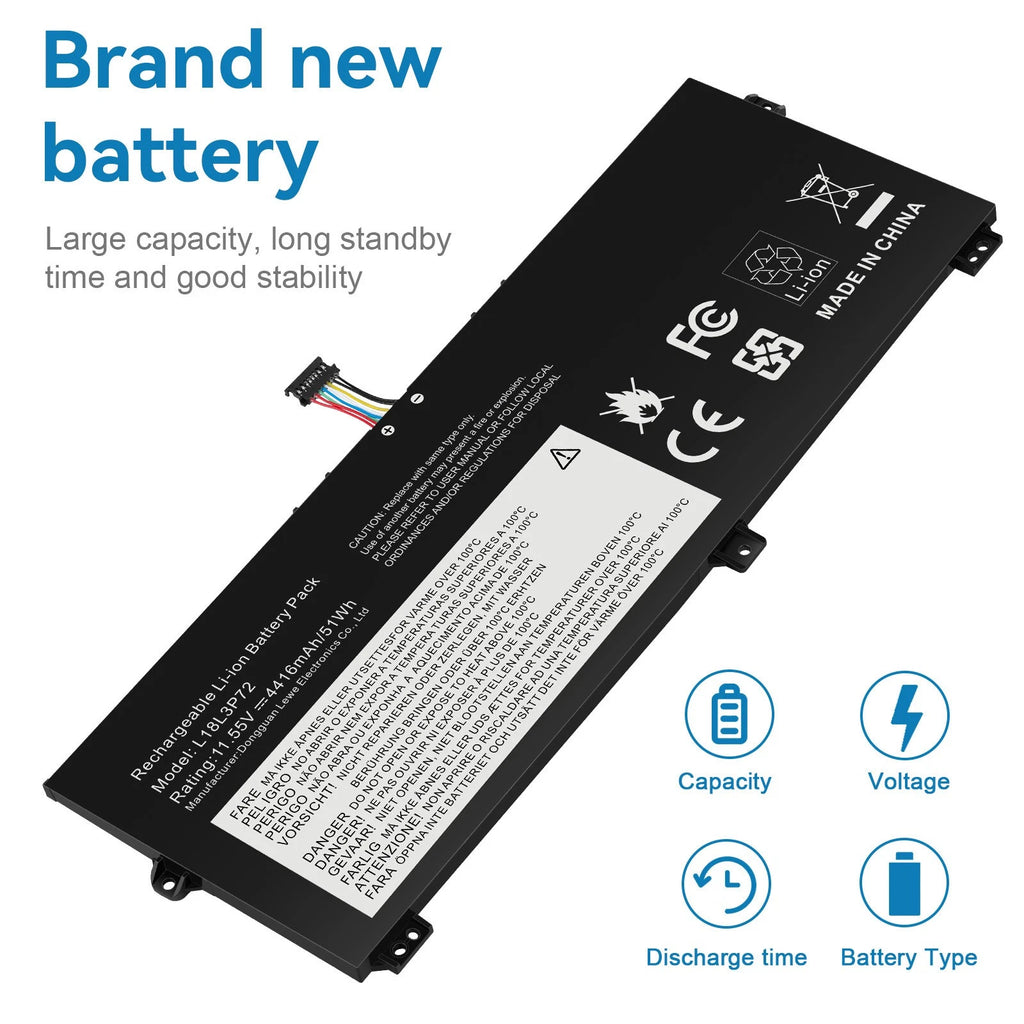 L18L3P72 Battery For Lenovo ThinkPad X13 Yoga 1st Gen X390 Yoga L18M3P72 51Wh