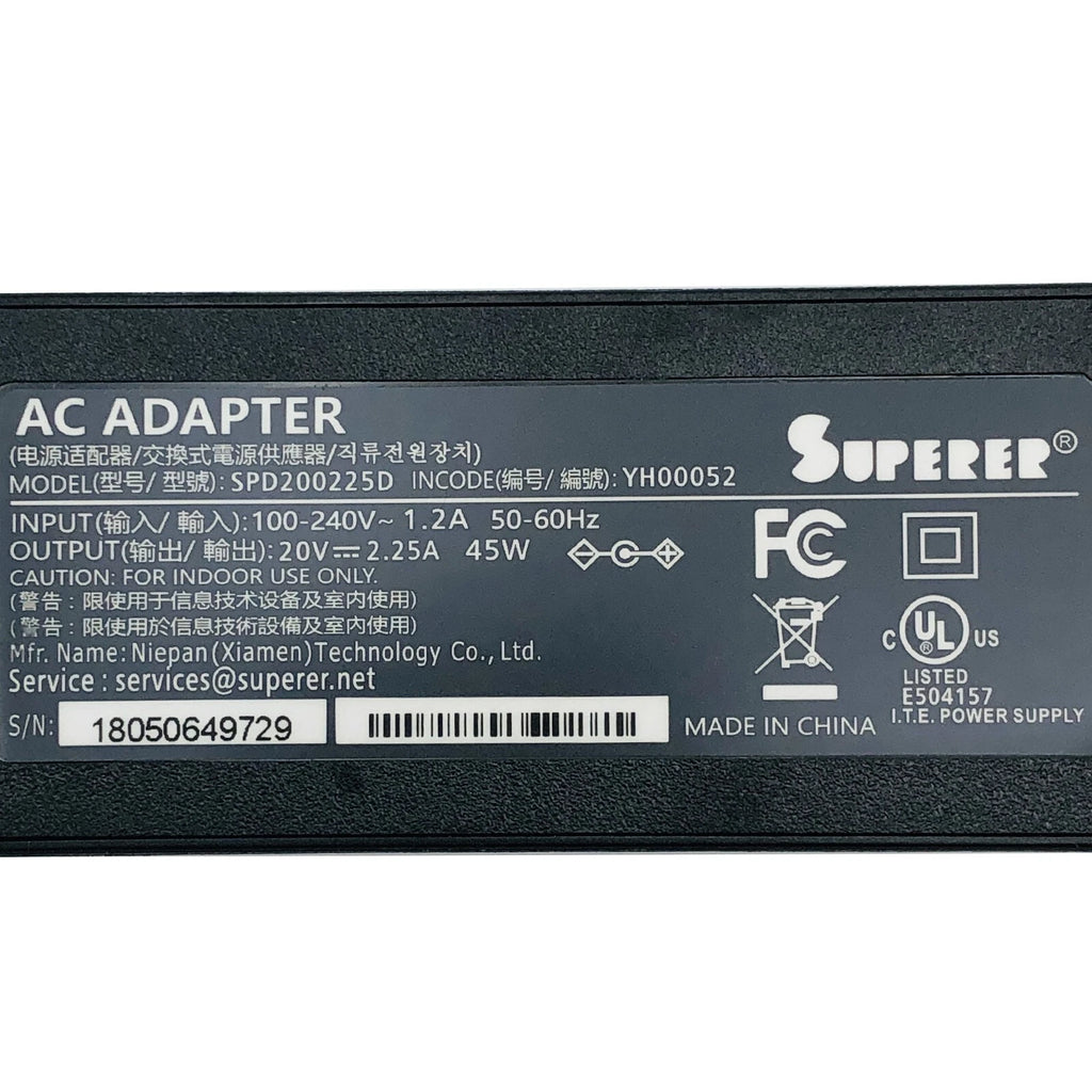 NEW SPD200225D Power Supply AC/DC Adapter Charger 20V 2.25A 45W