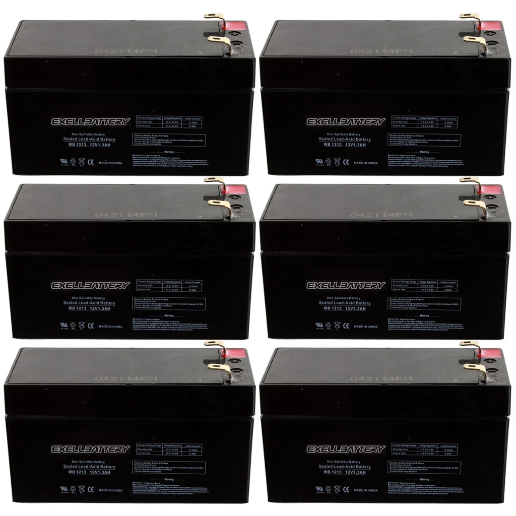 NEW 6pc 12V 1.3Ah SLA Battery EB1213 For UB1213, D5738, WKA12-1.3F