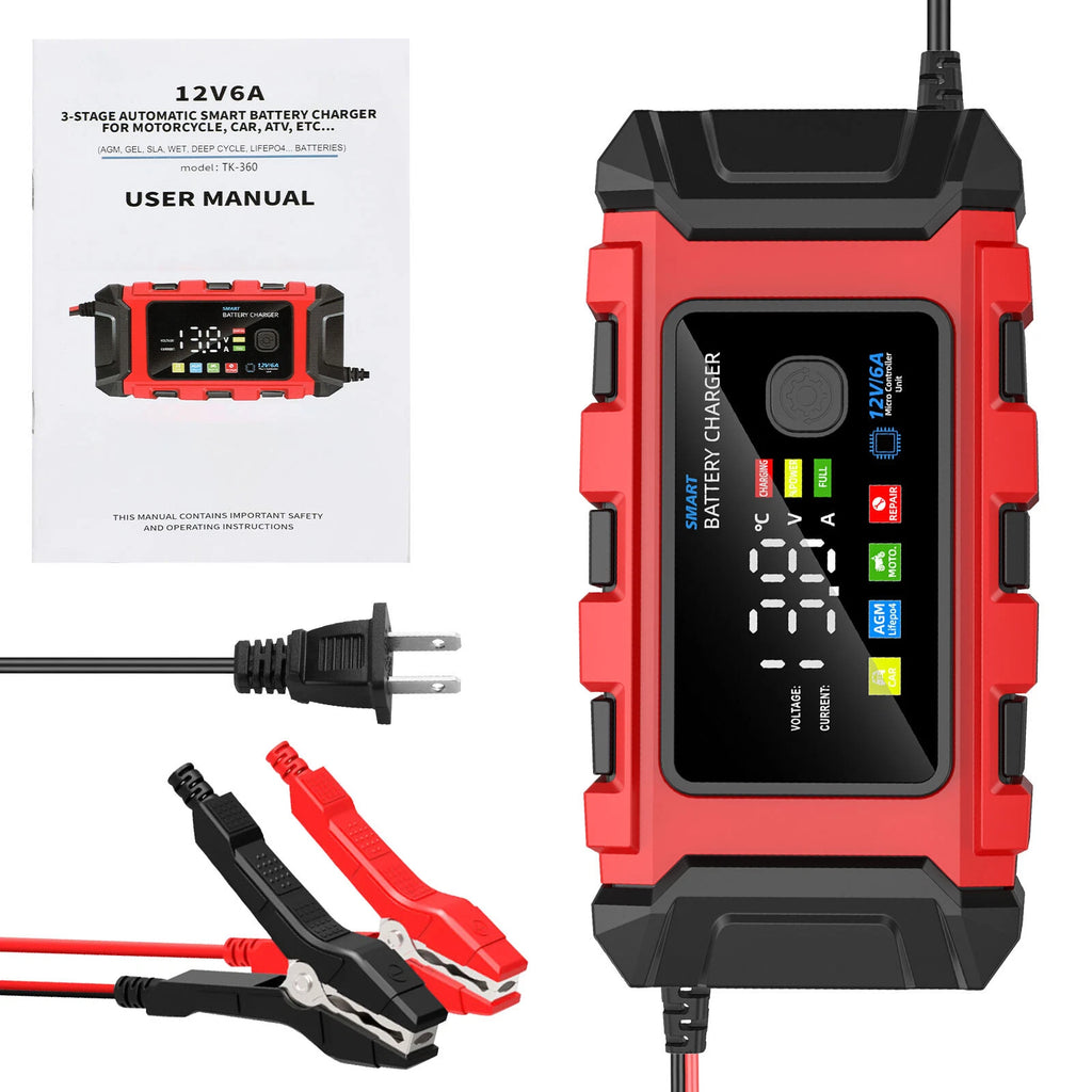 1-4X 12V Smart Car Battery Charger Automatic Lifepo4 Repair Maintainer Trickle