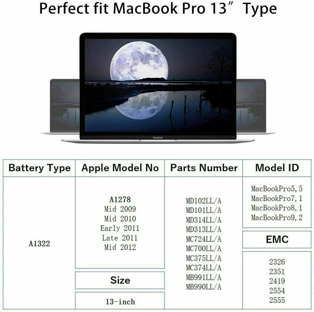 A1322 A1278 Battery for MacBook Pro 13 inch Mid 2012 2010 2009 Early Late 2011