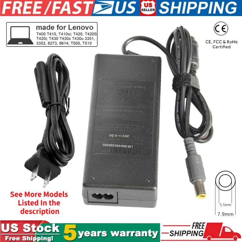 90W AC Power Supply Charger For Lenovo Thinkpad X200 X201 X220 X230 X230t X301