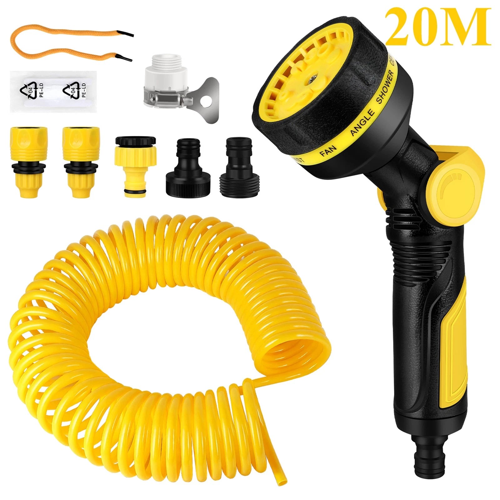 Self-Coiling Water Hose Flexible EVA Recoil Garden Water Hose 10 Modes Nozzle