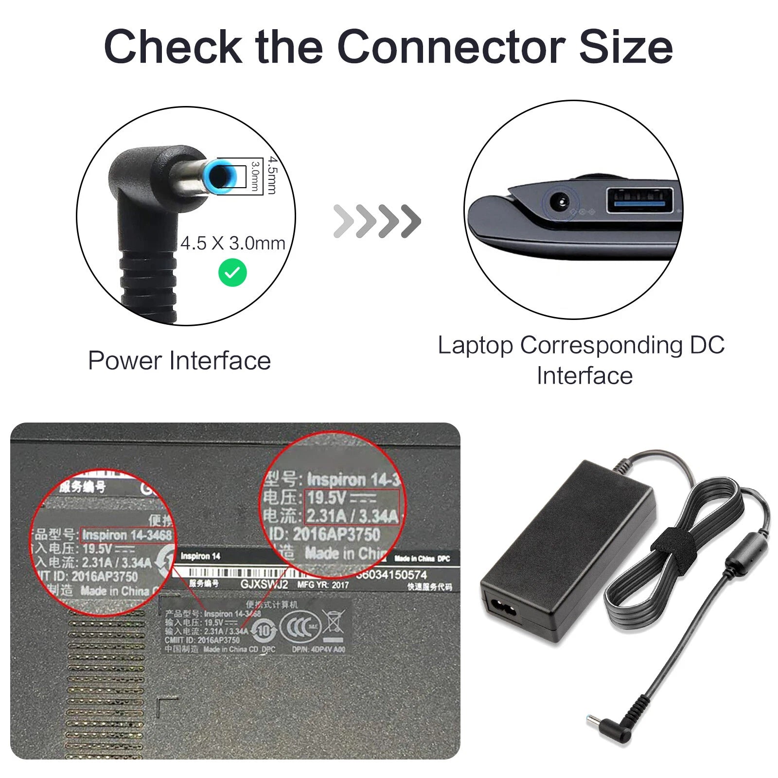 45W AC Adapter Laptop Charger for HP Pavilion 11 14 15 17, HP Stream 11 13 14 F