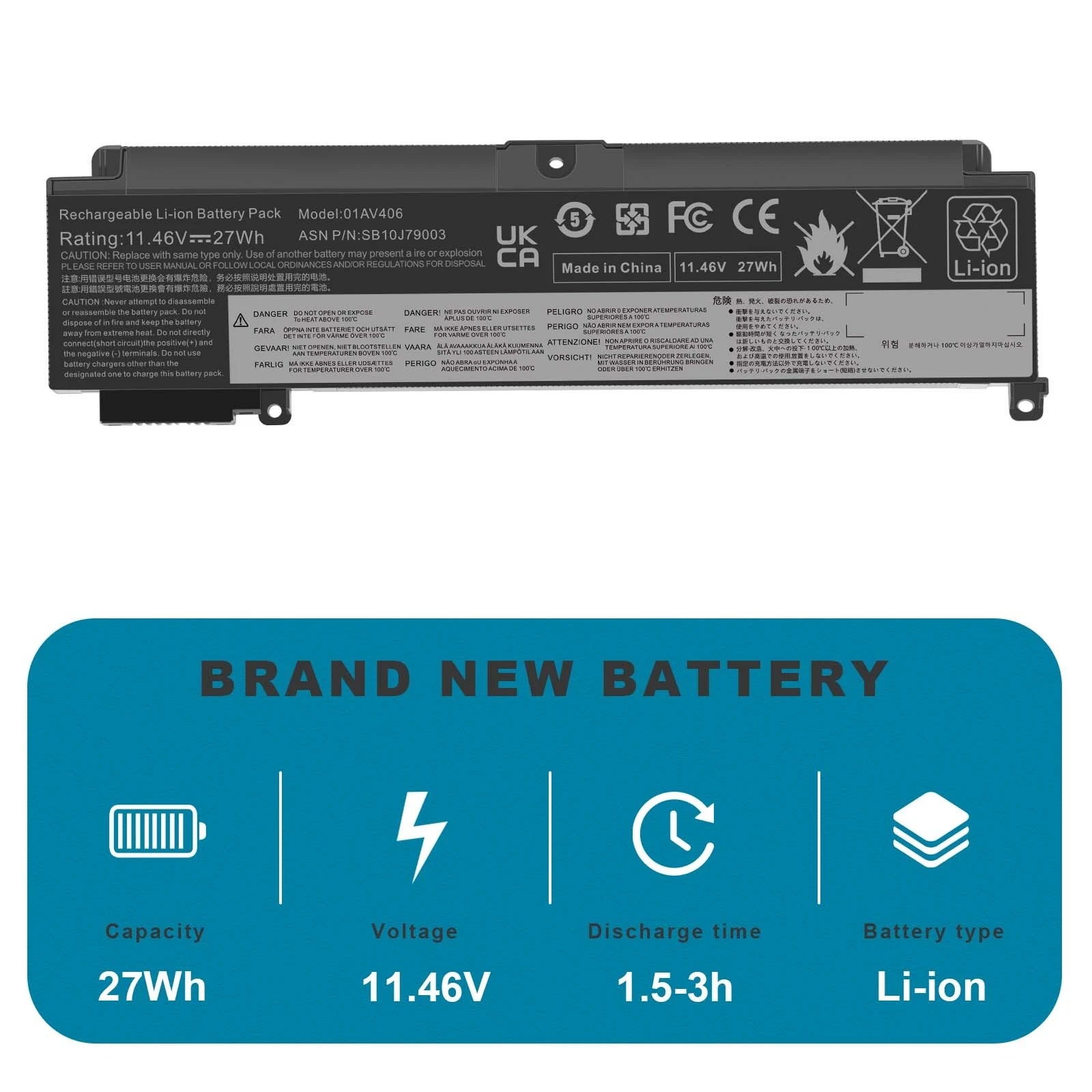 27Wh 00HW024 00HW038 Battery 01AV406 For Lenovo ThinkPad T460s T470s 01AV462