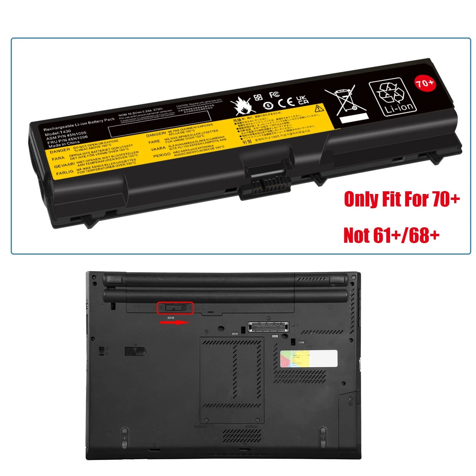 ?70+ Laptop Battery For Lenovo Thinkpad T430 T530 L430 L530 W530 0A36302 0A36303