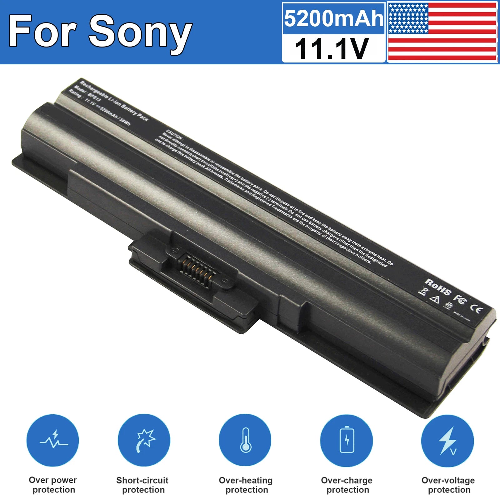 5200mAh Battery for Sony VGP-BPS13B VGP-BPS21 PCG-61411L VGN-AW CW BZ CS VPC-F