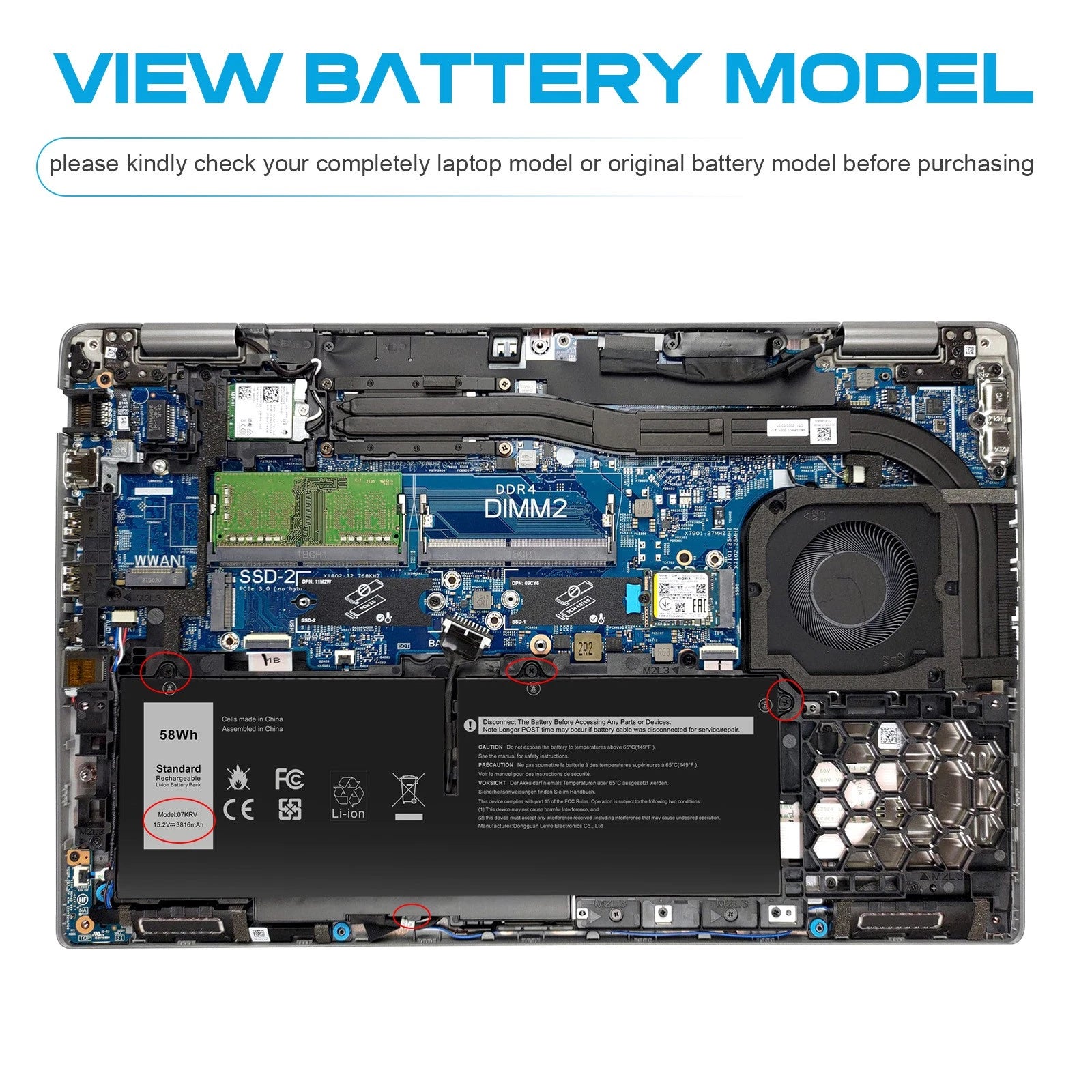 07KRV Battery For Dell Latitude 5330 7330 7430 7530 Precision 3570 FK0VR 58Wh