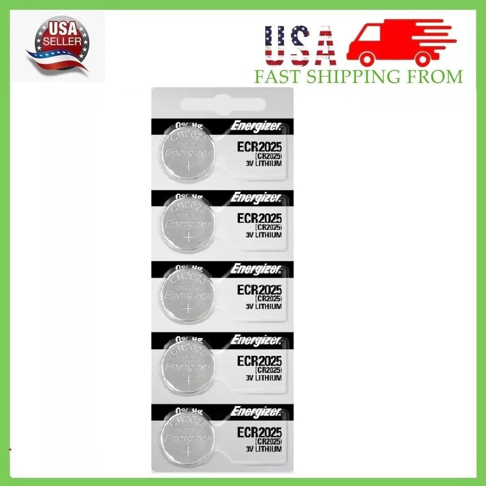 5 Pack Fresh Energizer ECR 2025 CR 2025 Lithium 3V Battery CR2025 Expire 2031