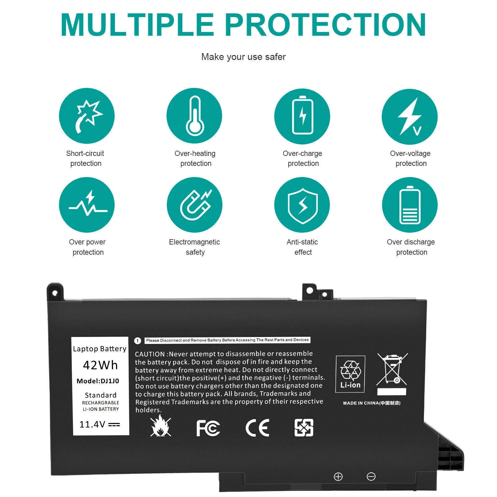 ?Lot 10x DJ1J0 BATTERY FOR DELL Latitude 12 7280 7290 13 7380 7390 14 7480 7490