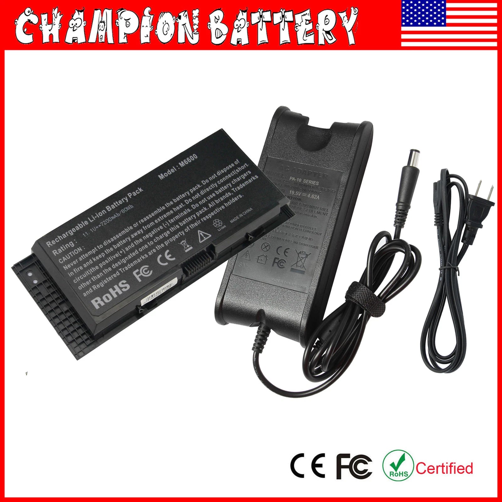 Battery / Charger for Dell Precision m4600 m6600 fv993 7dwmt jhyp2 312-1176