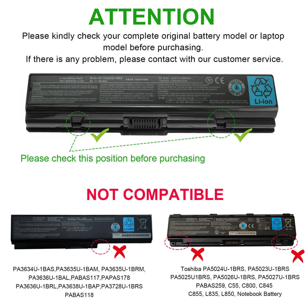 6Cell Battery for Toshiba Satellite A305-S6825 L305-S5907 L305-S5921 L455-S5009