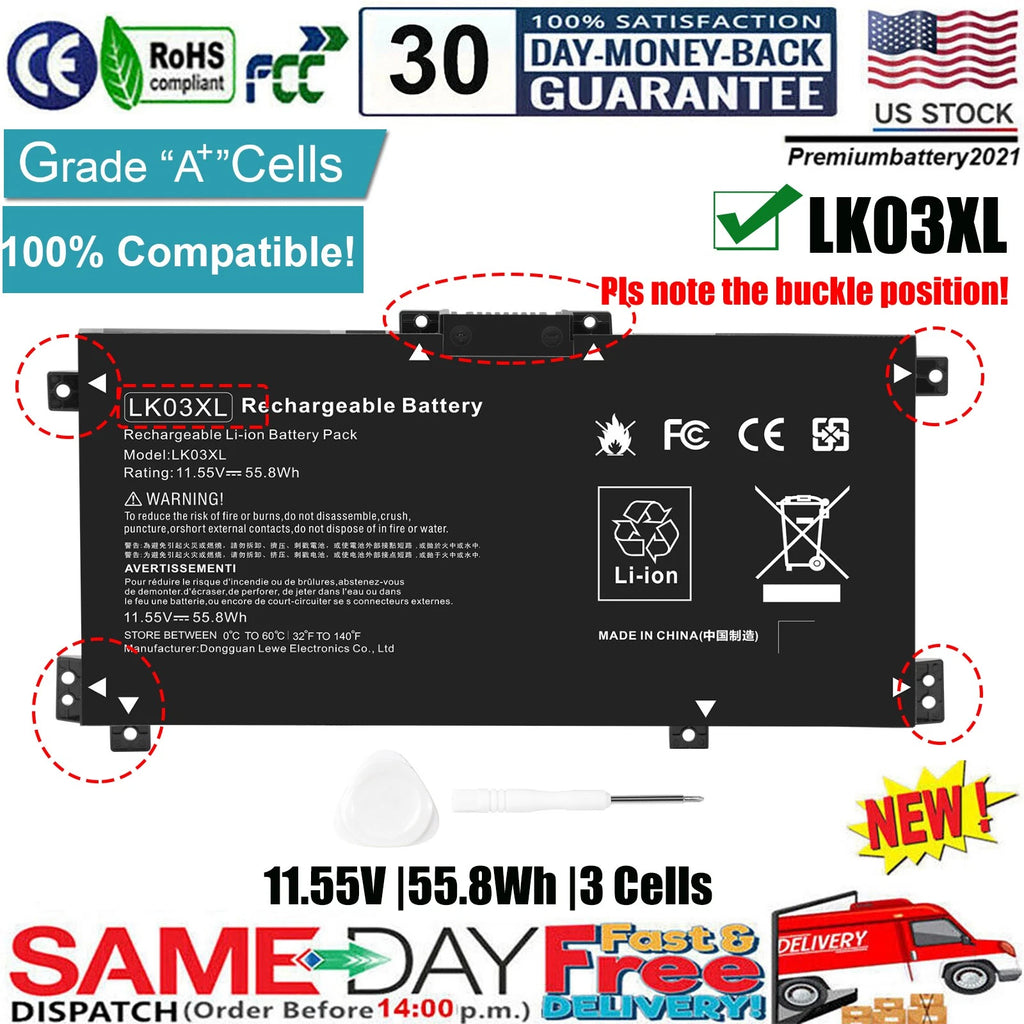 LK03XL Battery for HP Envy X360 15-BP 15-BQ 15-CN 916368-541 L09281-855 55.8Wh