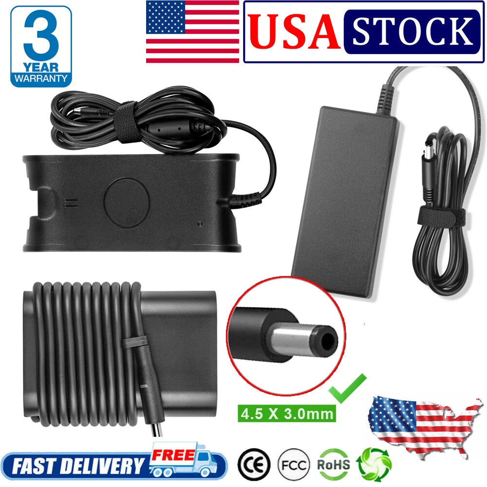 For Dell Inspiron Latitude Laptop Charger 65W 45W 90W 4.5mm Tip AC Power Adapter