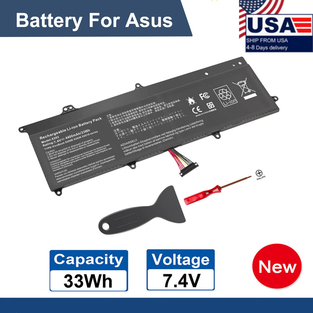 C21-X202 Battery For ASUS VivoBook X202 X202E S200 S200E X201 X201E 7.4V 33Wh