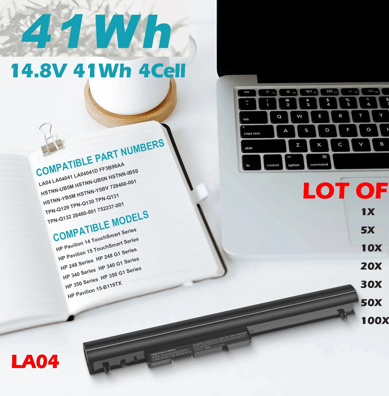 ??LOT OF LA04 LA04041 Battery For HP Pavilion 14 15 Serie 728460-001 752237-001