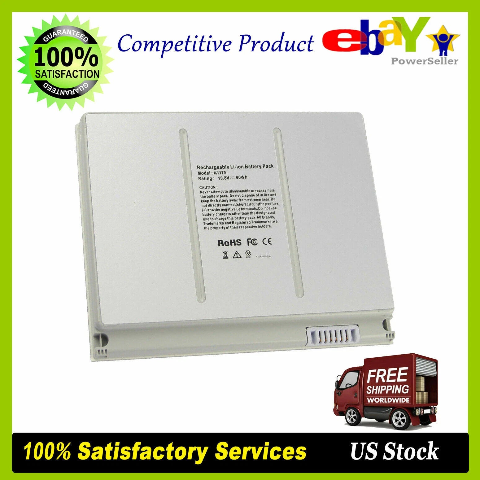 A1175 Laptop Battery for Macbook Pro 15" A1211 A1226 A1260 A1150 2006-2008 MA348