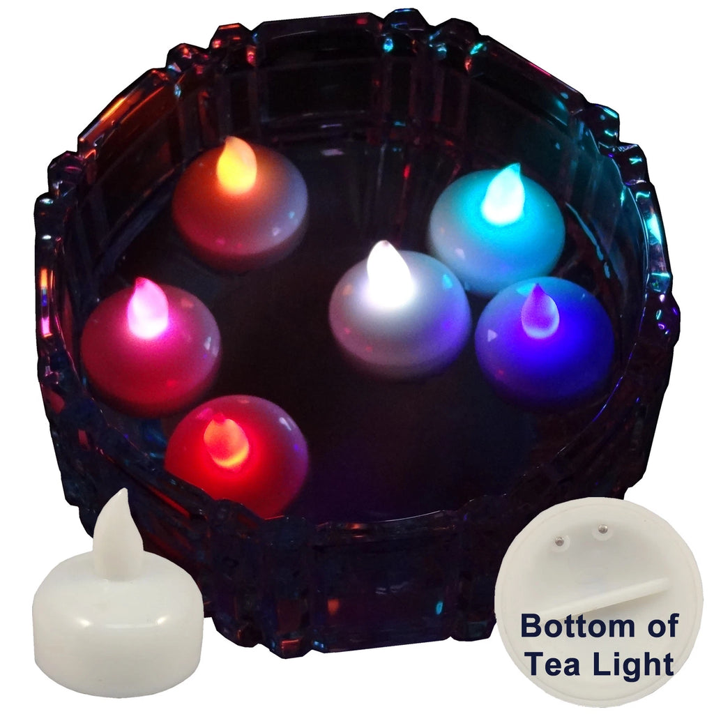 Qty 6 Battery Operated FLOATING Multicolor LED Tealights Tea Lights Flameless