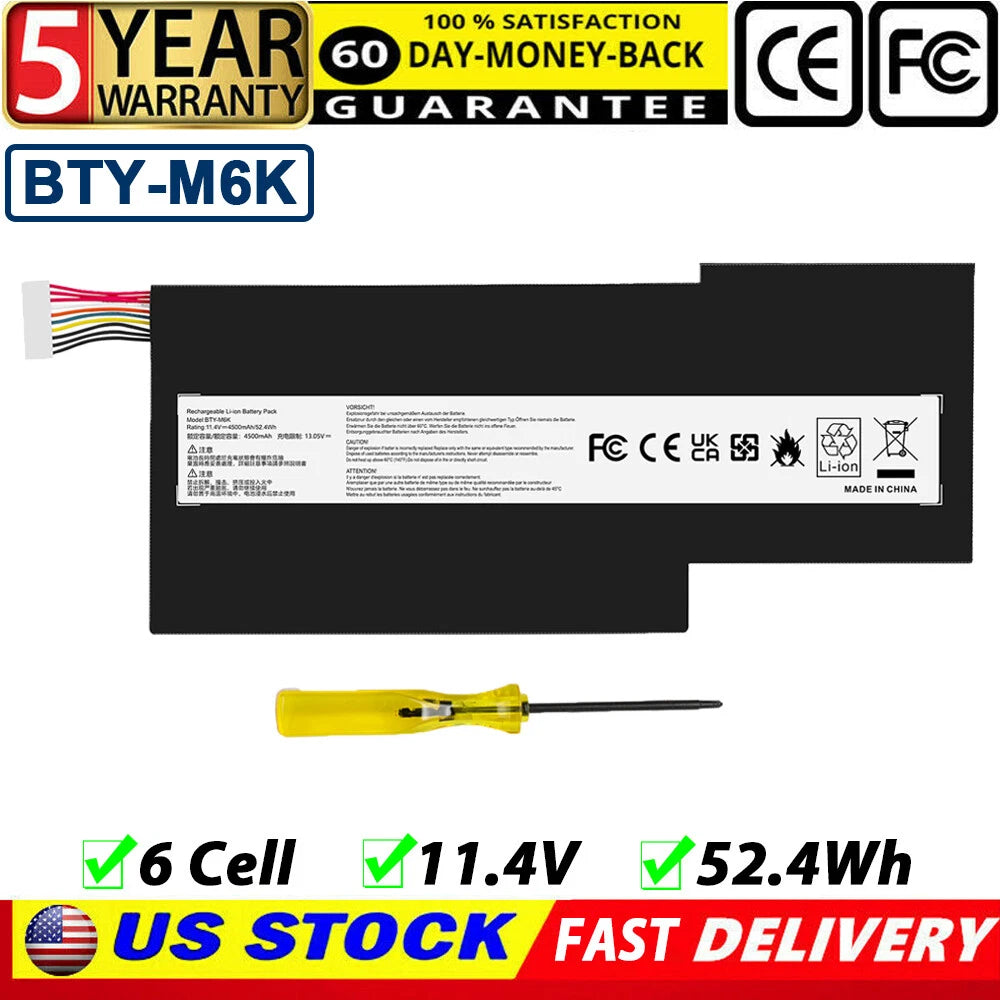 BTY-M6K Battery For MSI GS63VR 7RG Stealth Pro GF63 Thin 8RB 8RC 8RD 9SC 9SCXR