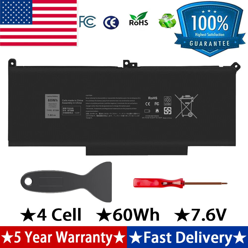 F3YGT Battery For Dell Latitude 12 13 14 E7280 E7480 7480 7490 7380 7390 2X39G