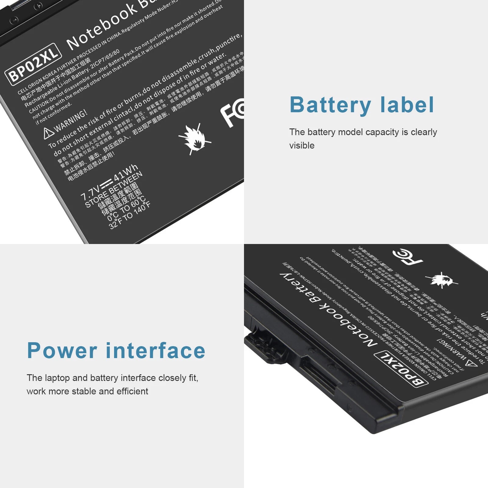 41Wh BP02XL Battery For HP Pavilion 15-AU010WM 849569-541 849909-850 849569-421