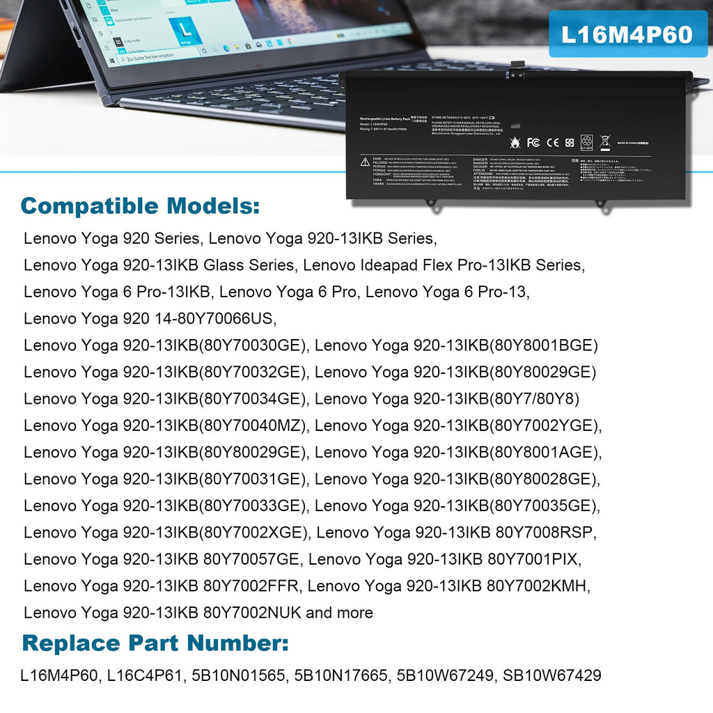L16M4P60 Battery for Lenovo Yoga 920 920-13IKB 920-131KB Ideapad Flex Pro-13IKB