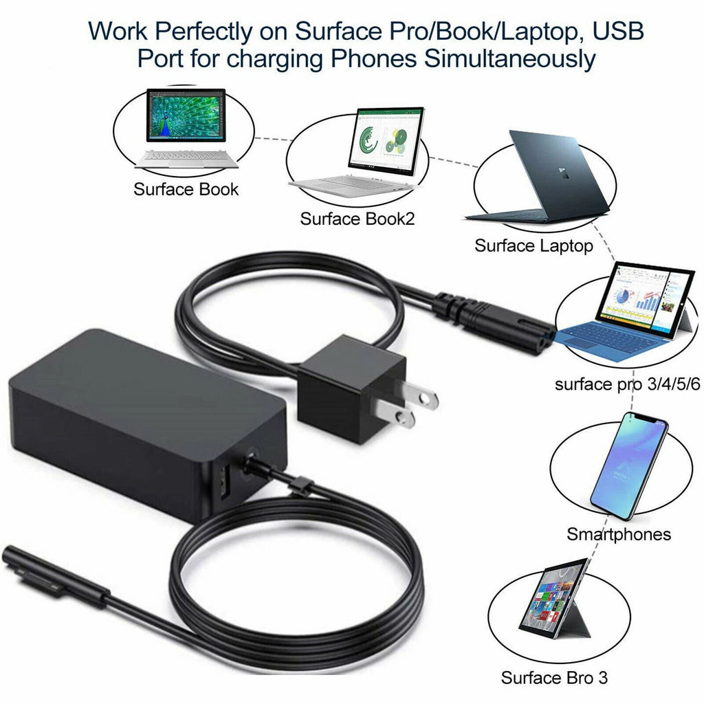 AC Adapter For Microsoft Surface Pro 1 2 3 4 5 6 7 8 Book Laptop Power Charger