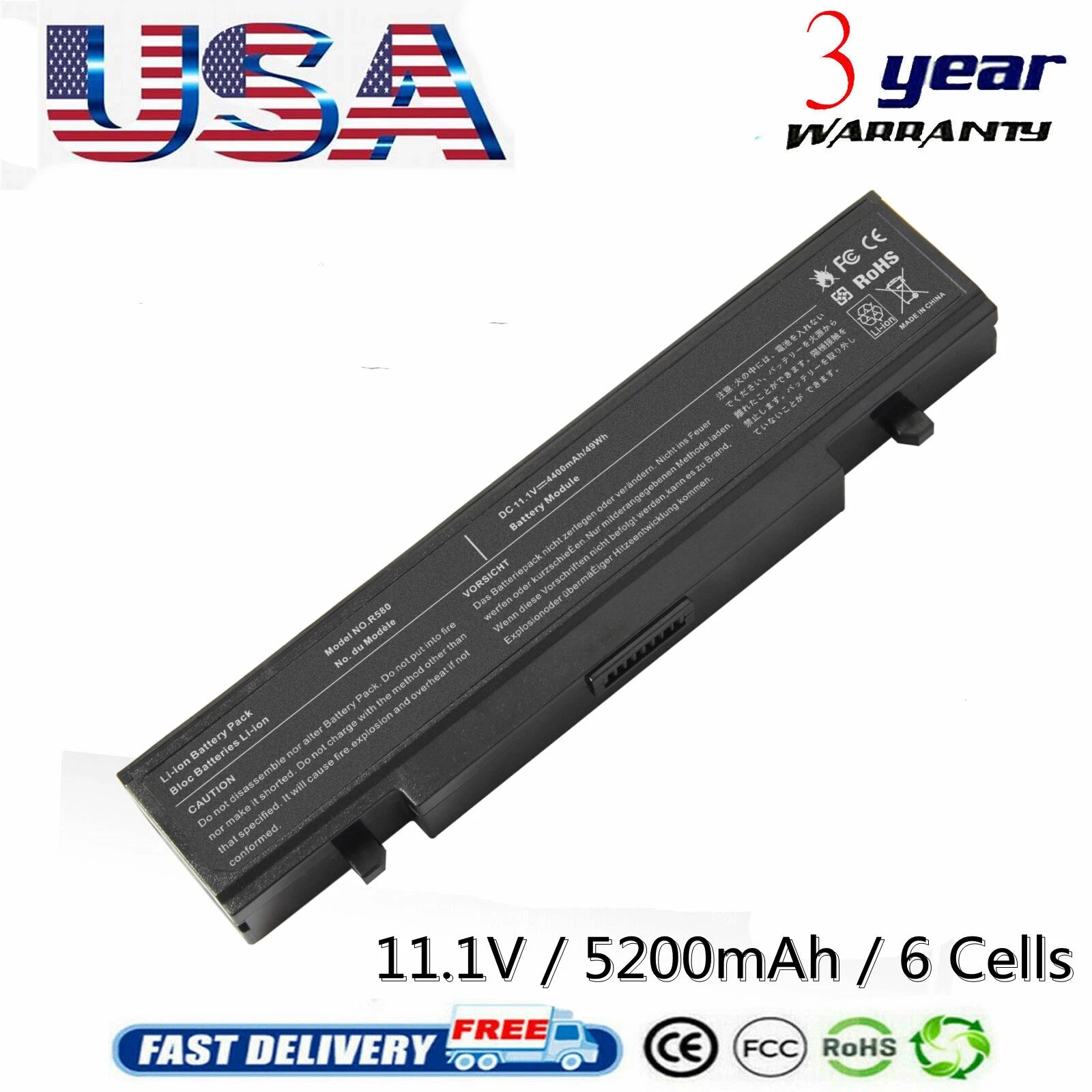 6 Cell Battery for Samsung AA-PB9NC6B AA-PB9NS6B R519 R428 R580 R780 R730 RV511