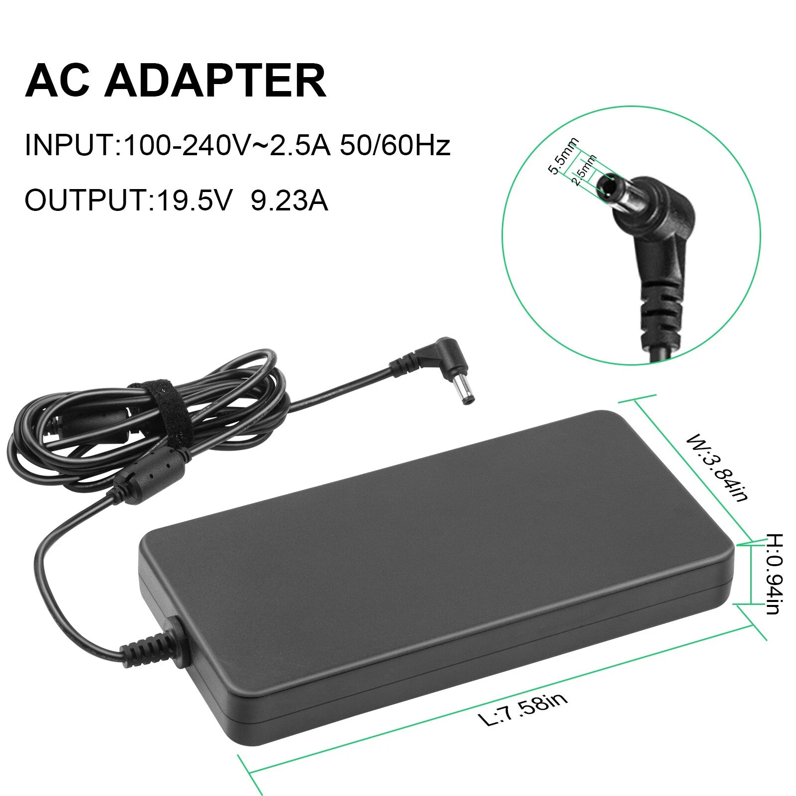 180W Adapter Power Charger FOR MSI GS66 GS73 Stealth 10SE-039,042,044 2.5*5.5mm