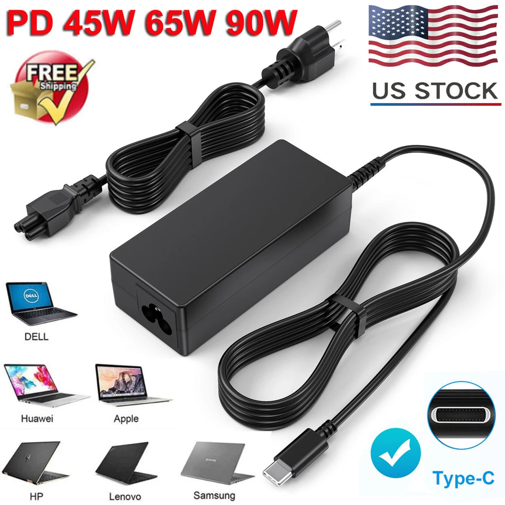 45W65W USB-C Type-C Adapter Laptop Charger For Lenovo/HP/Samsung/Acer Chromebook