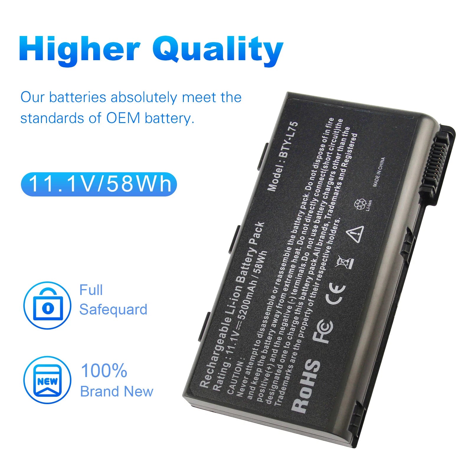 ?Battery BTY-L74 BTY-L75 for MSI A5000 A6000 A6200 A7200 957-173XXP-101 5200mAh
