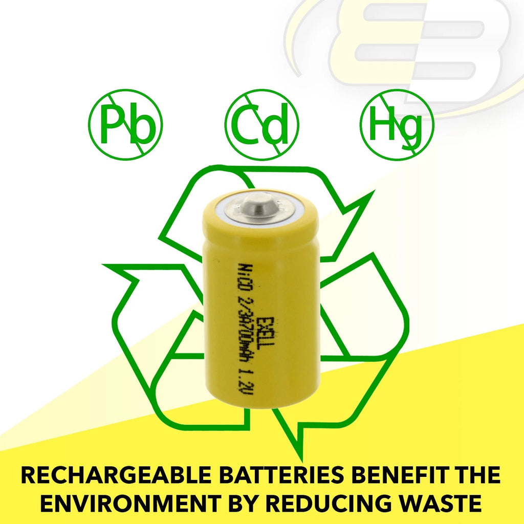 5x 2/3A Size 1.2V 700mAh NiCD Button Top Battery for iBeacons, IoT devices
