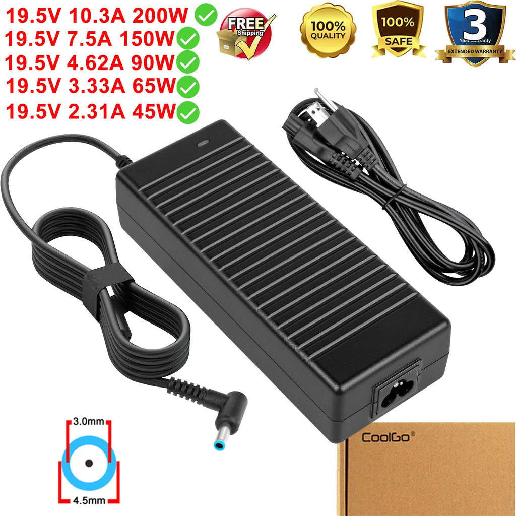 AC Adapter Charger for HP Laptop 200W 150W 90W 65W 45W Smart 4.5mm Blue Tip