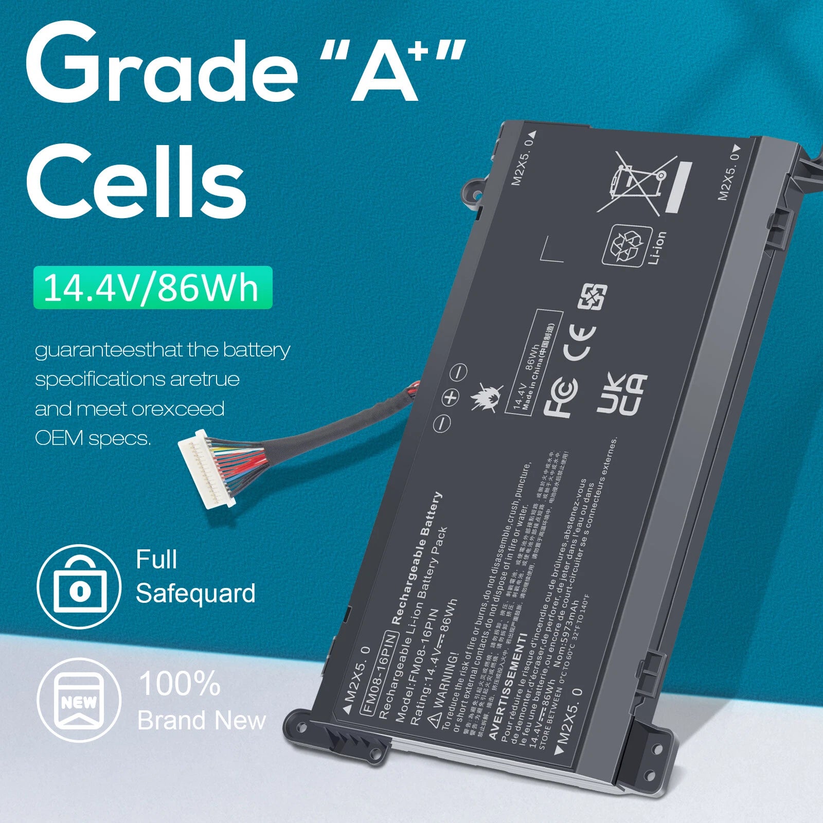 FM08 16 Pins Battery for HP Omen 17-AN013TX 17-AN014TX HSTNN-LB8B 922753-421